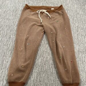 THE GREAT. Brown Embroidered Track Pants